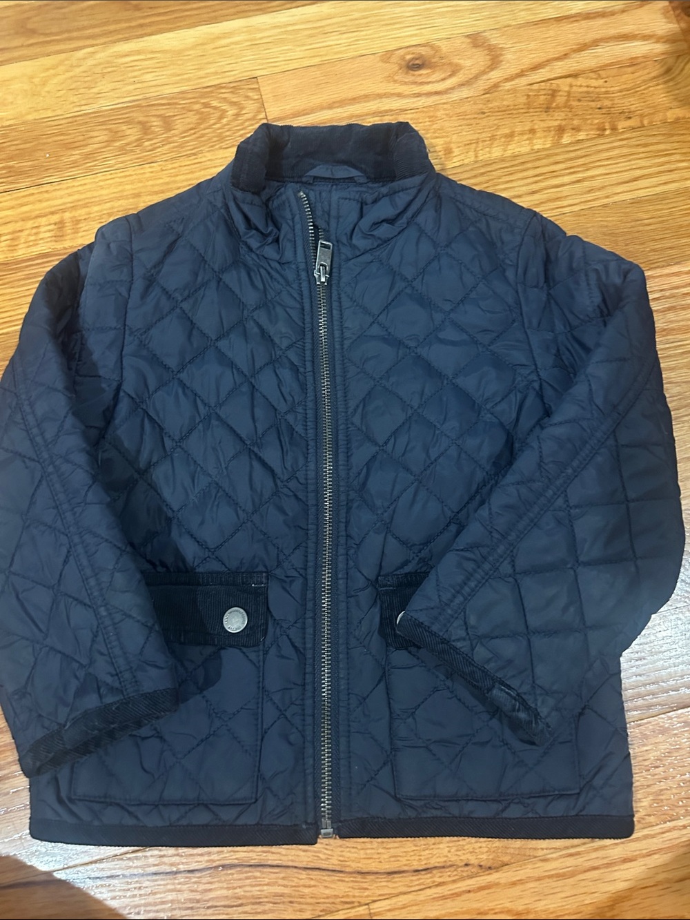 Kids Quilted Navy Jacket - Lightweight Zip Front